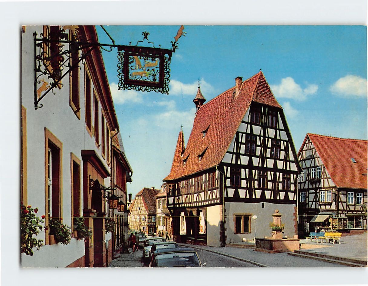Postcard Herz des Odenwaldes Rathaus Michelstadt Germany