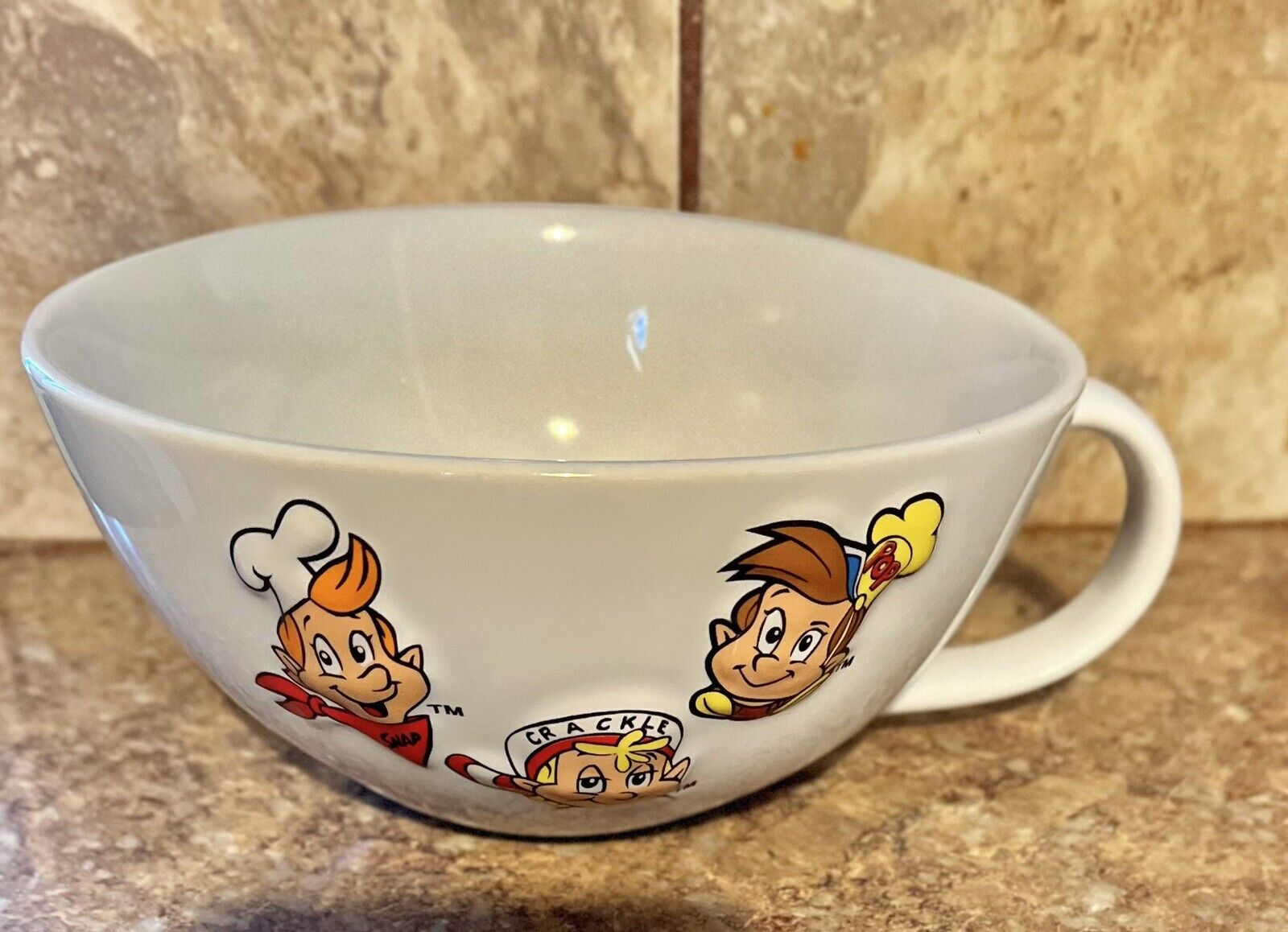 Kellogg's Snap Crackle Pop Ceramic Cereal Bowl With A Handle Vtg 1999