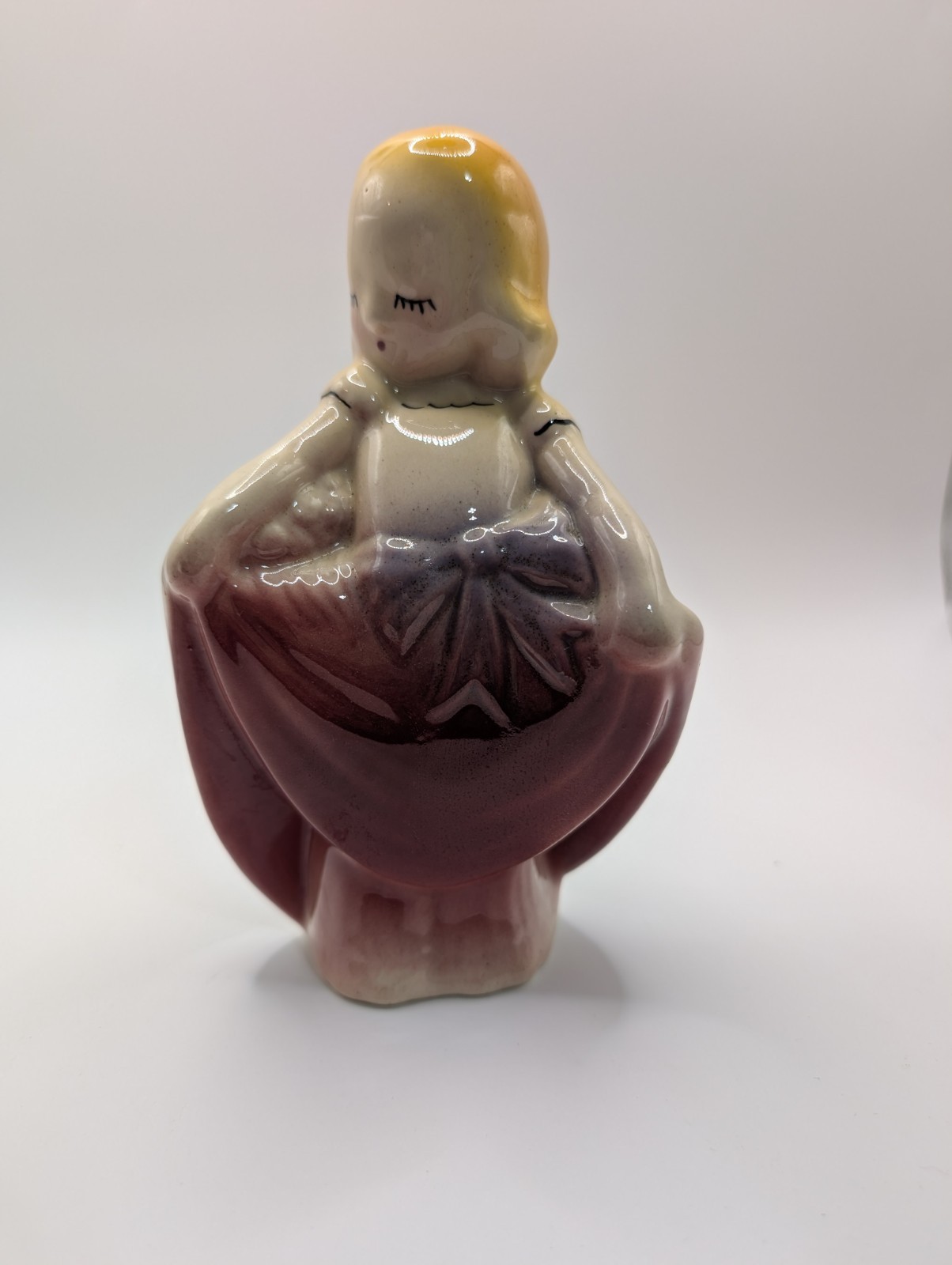 Vintage Curtsies Girl Planter Shawnee McCoy Ceramic 6.5