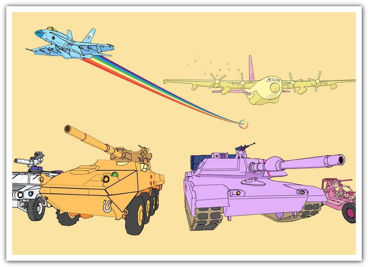 colorful My Little Pony tank aircraft vehicle military artwork M1 Abrams Humvee