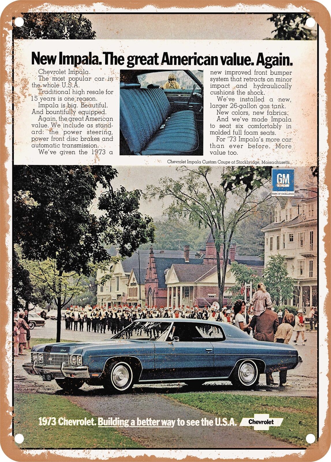 METAL SIGN - 1973 Chevy Impala Custom Coupe Vintage Ad