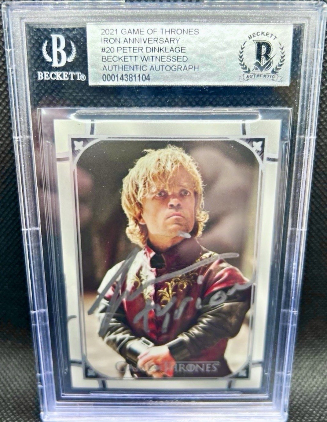 Peter Dinklage Signed 2021 Rittenhouse Game of Thrones Iron #20 BGS Card w/Insc Peter Dinklage Signed 2021 Rittenhouse Game of Thrones Iron #20 BGS Card w/Insc