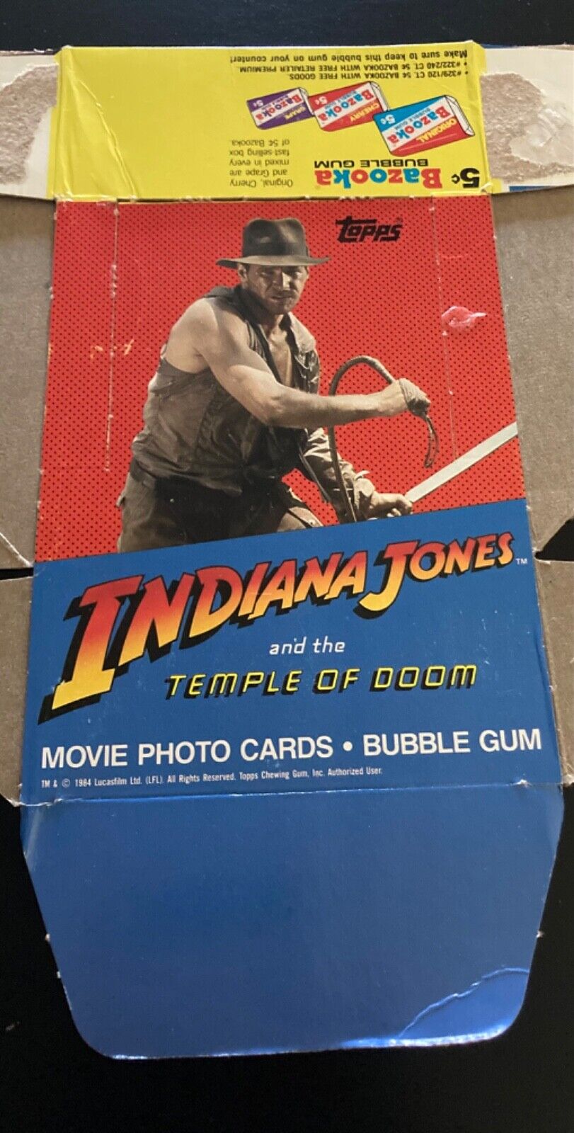 1984 Topps Indiana Jones Trading Card Box Flat with Wrappers