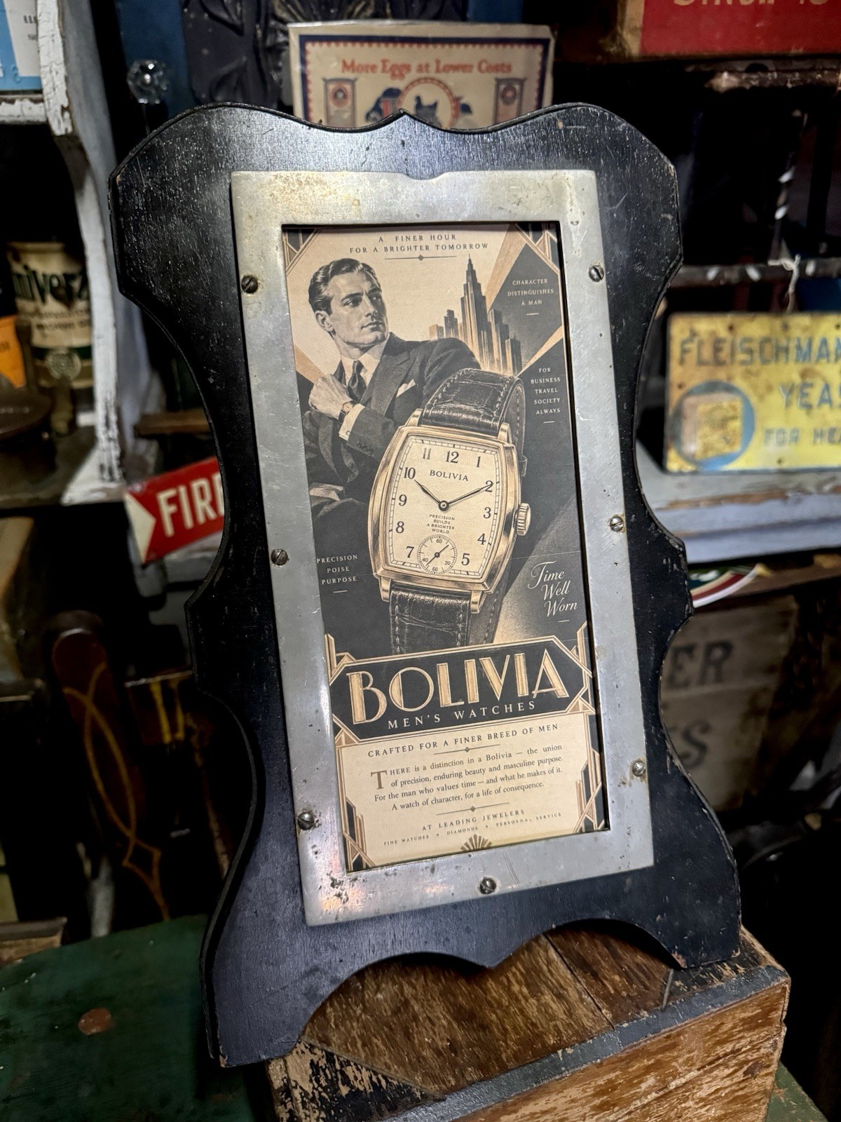 Antique 1920s 30s Store Counter Show Card Holder Advertising Display Easel Frame Antique 1920s 30s Store Counter Show Card Holder Advertising Display Easel Frame