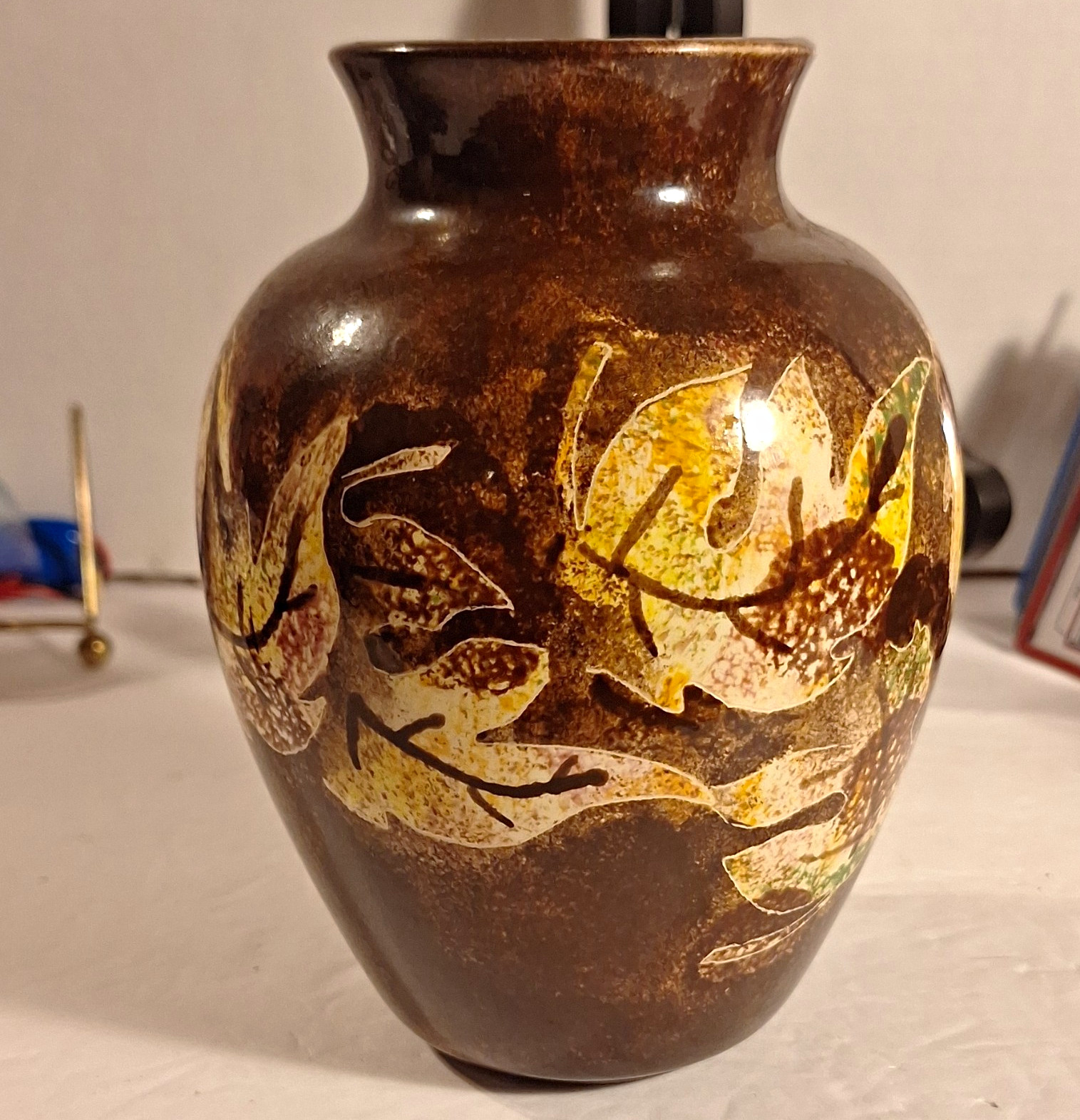The image appears to show a vintage Japanese textured ceramic vase.