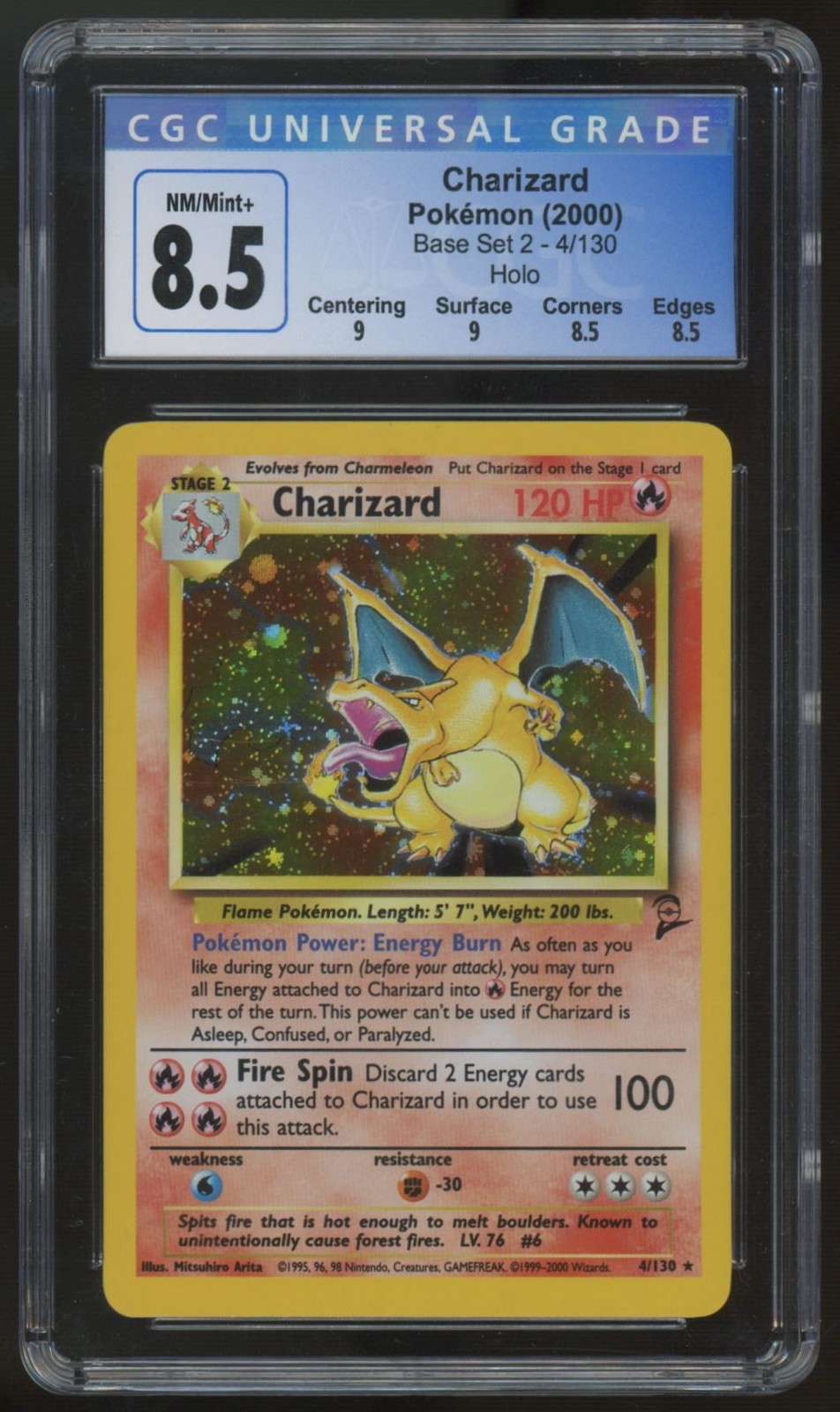 2000 Pokemon Charizard Base Set 2 Holo #4 CGC 8.5 2000 Pokemon Charizard Base Set 2 Holo #4 CGC 8.5
