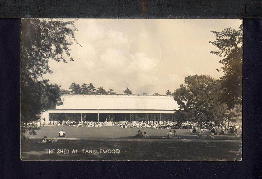 1947 Stockbridge MA MUSIC SHED AT TANGLEWOOD Real Photo Postcard RPPC Concert