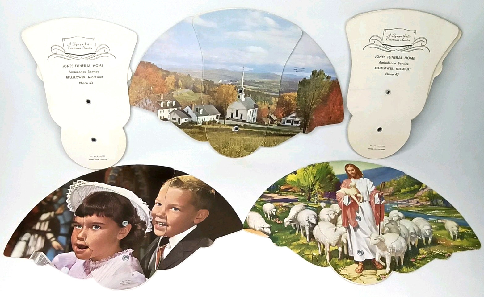 Antique 1940s Advertising Fan Jones Funeral Home Bellflower Missouri Set Of 5 Antique 1940s Advertising Fan Jones Funeral Home Bellflower Missouri Set Of 5