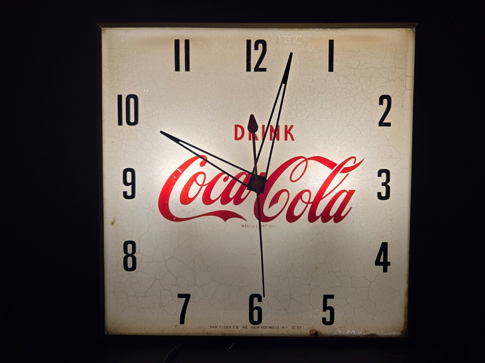 Original Vintage Coca-Cola Lighted Clock 1959 Pam Clock Company Working Original Vintage Coca-Cola Lighted Clock 1959 Pam Clock Company Working