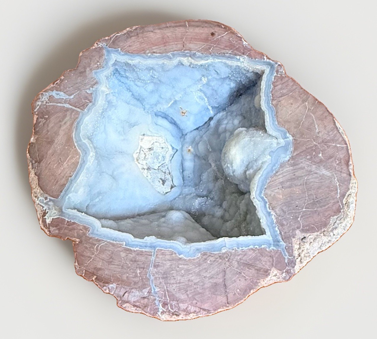 Large Blue Chalcedony Druzy Quartz Geode Half 7 lb 8.5” Mineral Specimen