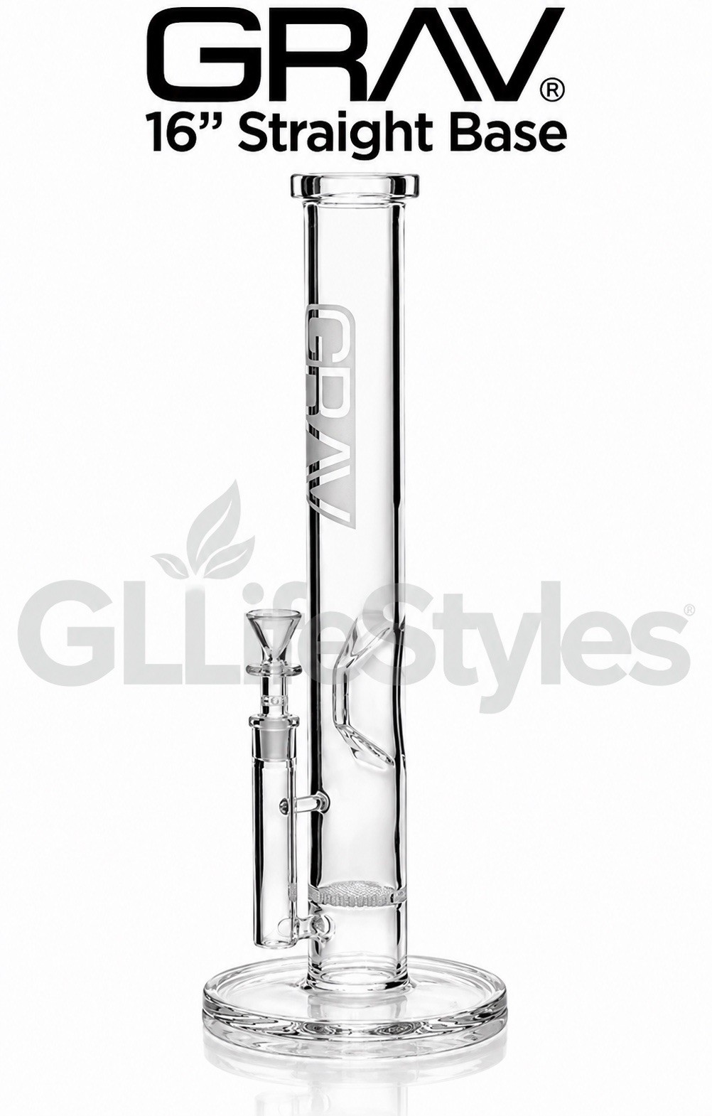 GRAV® LARGE 16” TALL, CLEAR STRAIGHT BASE W/ DISC WATER PIPE, Authorized Dealer GRAV® LARGE 16” TALL, CLEAR STRAIGHT BASE W/ DISC WATER PIPE, Authorized Dealer