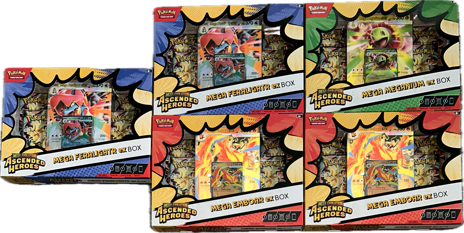 5 - Pokemon Ascended Heroes Mega Emboar Feraligatr Magnium ex Box TCG NEW SEALED