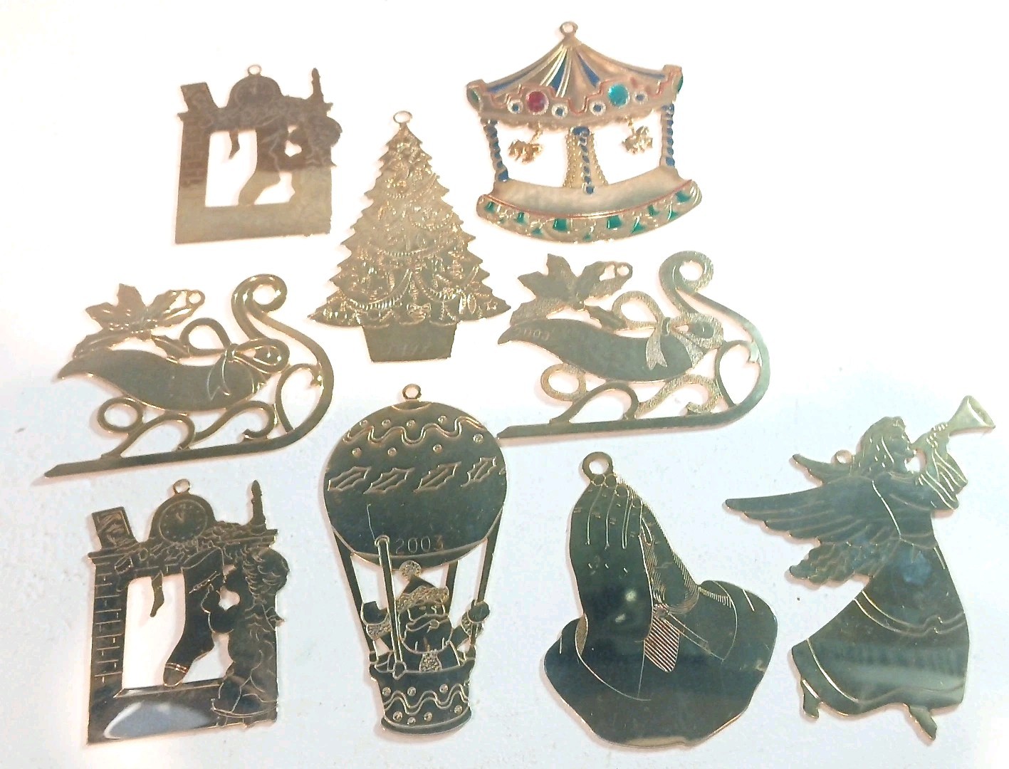 Vintage Brass Christmas Ornaments Lot Of 9 Gloria Duchin 1988 Tree 2003 Santa Vintage Brass Christmas Ornaments Lot Of 9 Gloria Duchin 1988 Tree 2003 Santa
