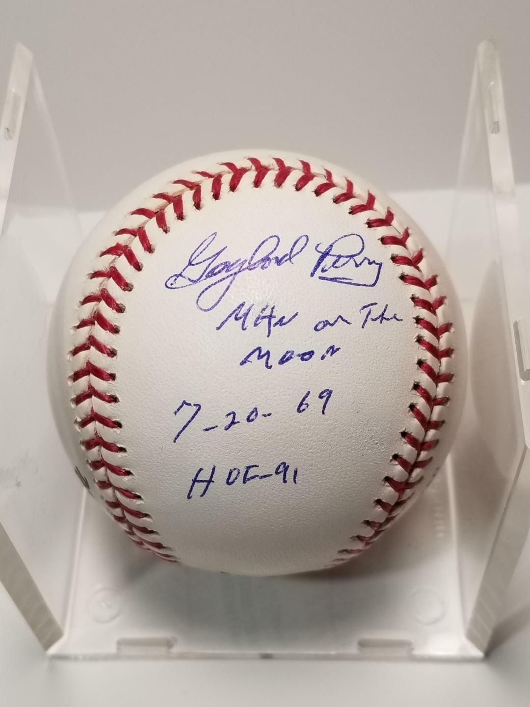 Gaylord Perry Signed Vintage Feeney OMLB Baseball Man on the Moon HR JSA COA