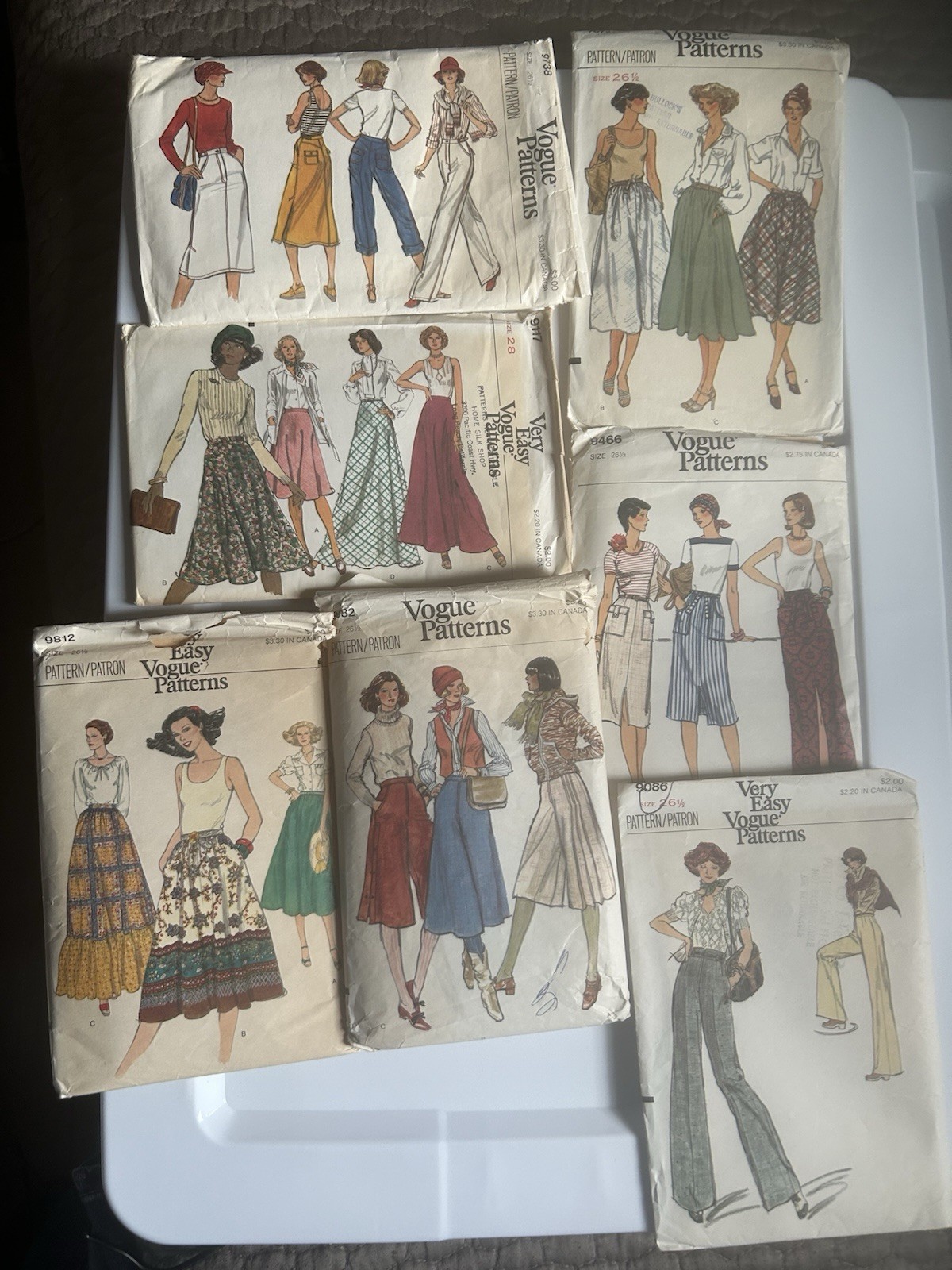 Vintage Vogue Patterns Size 26 1/2 Qty Of 7  Patterns Lot -1