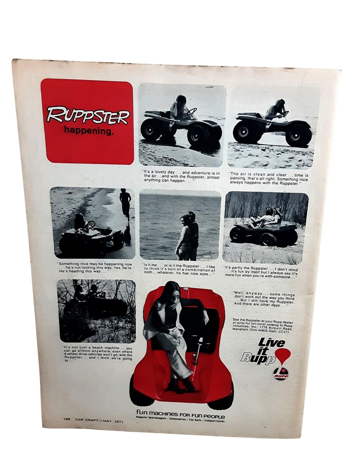 1971 Rupp Ruppster Vintage Print Ad Dune Buggy ATV Fun Machine Off Road
