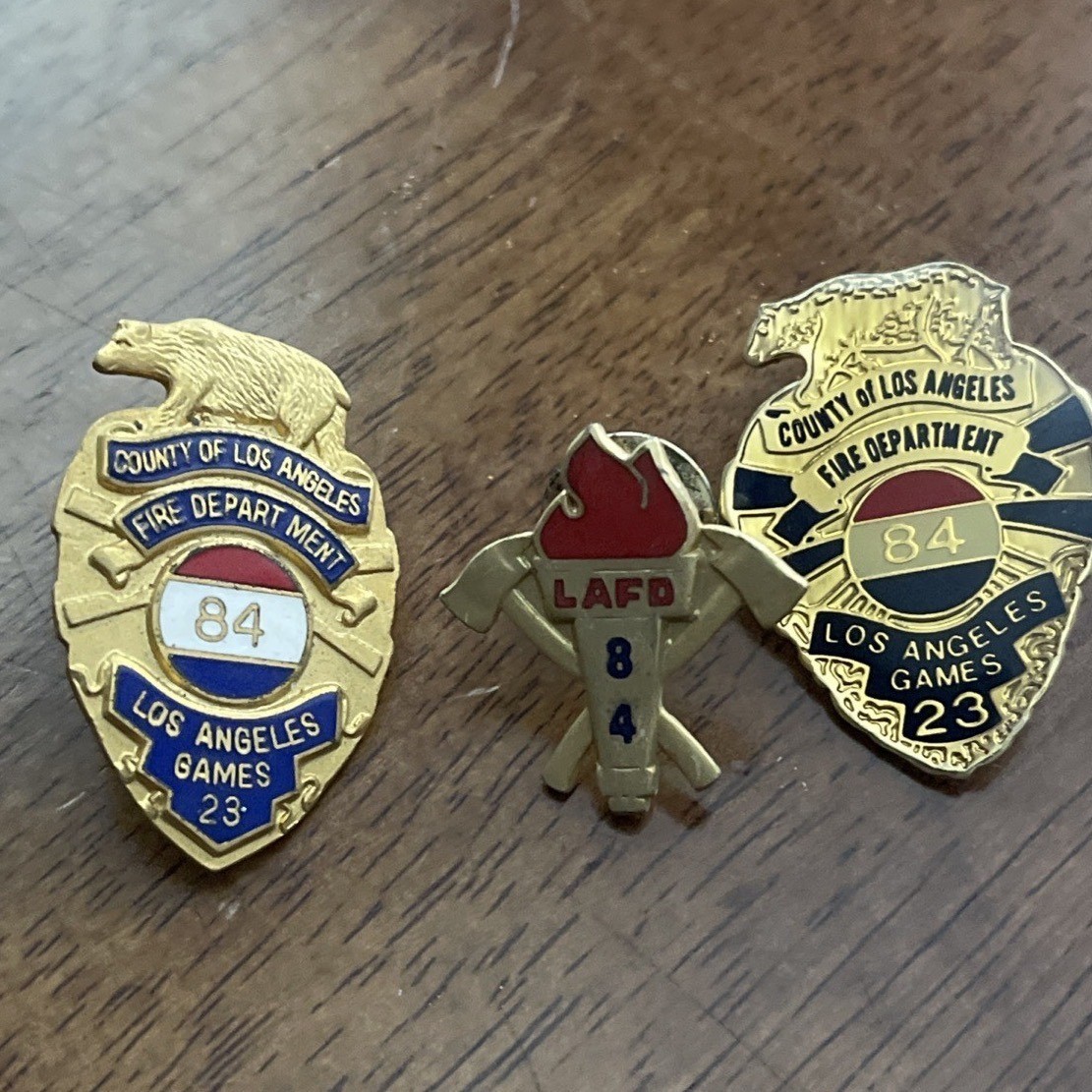 1984 LAFD Olympic Pin~Los Angeles Fire Department LA County Fire Badge Pin Set 1984 LAFD Olympic Pin~Los Angeles Fire Department LA County Fire Badge Pin Set