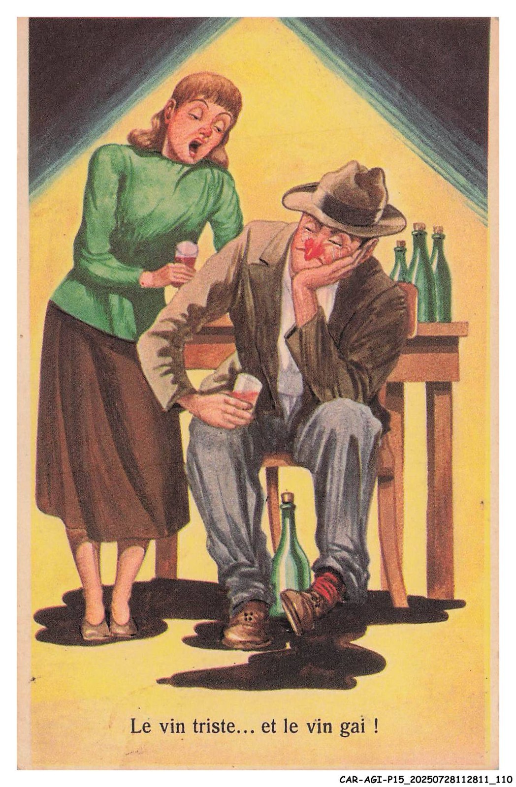 CAR-AGIP15-0903-HUMOUR - Sad Wine And Gai Wine Greeting Postcard CAR-AGIP15-0903-HUMOUR - Sad Wine And Gai Wine Greeting Postcard