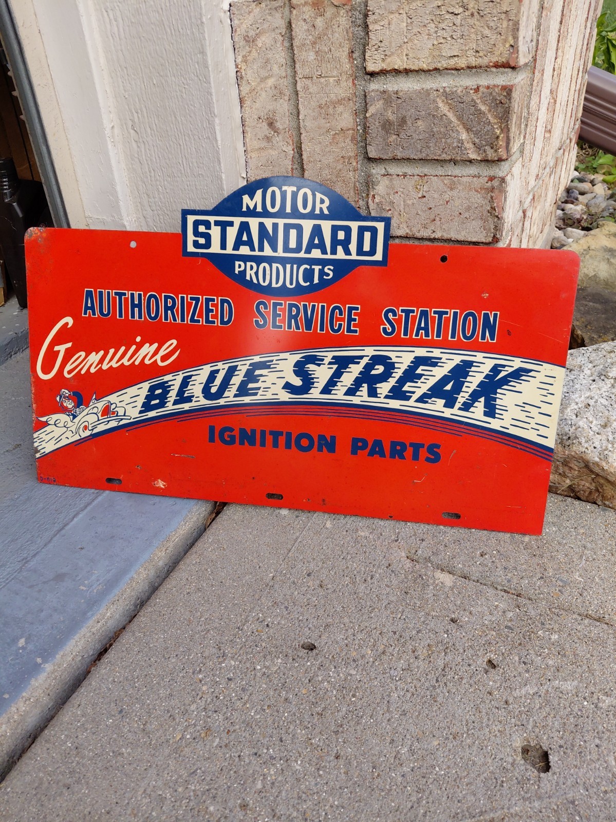 c.1940s Original Vintage Standard Motor Oil Products Sign Metal Blue Streak Gas c.1940s Original Vintage Standard Motor Oil Products Sign Metal Blue Streak Gas