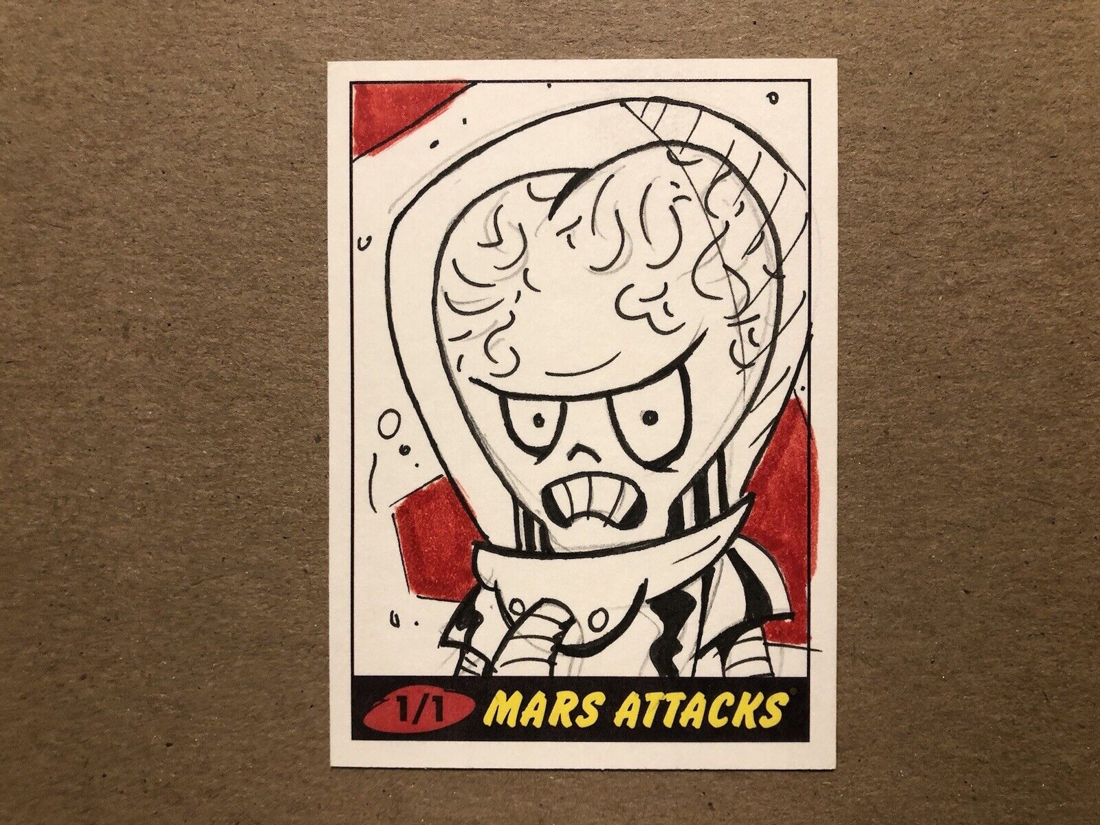 2012 Topps MARS ATTACKS 1/1 SKETCH CARD — Signed By MIKE HAMPTON — NM