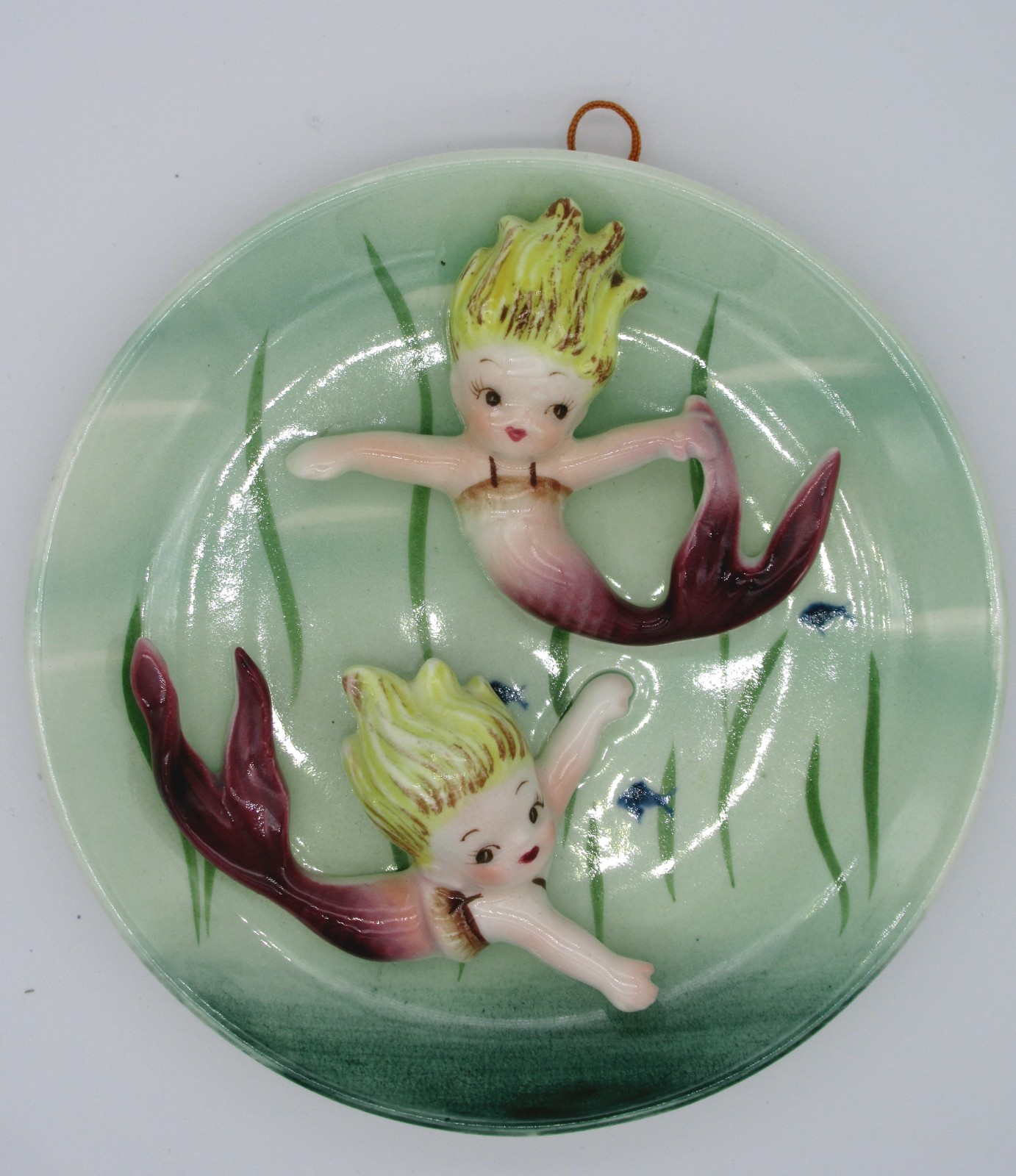 Vintage Norcrest Ceramic Mermaids Three Dimensional Wall Plaque Figures Japan Vintage Norcrest Ceramic Mermaids Three Dimensional Wall Plaque Figures Japan