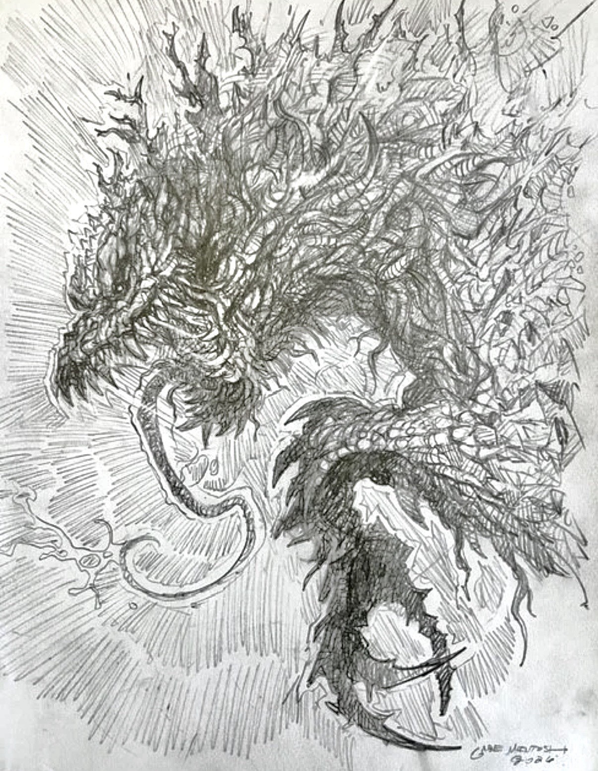 Monster-Zilla Godzilla - 11x14 Original Pencil Art by McIntosh COA - NOT a Print Monster-Zilla Godzilla - 11x14 Original Pencil Art by McIntosh COA - NOT a Print
