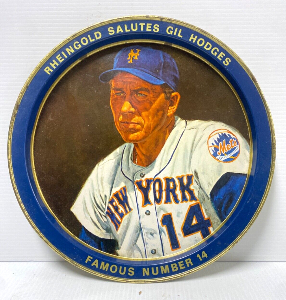 Very Rare ---Rheingold Salutes Gil Hodges Famous #14 Vintage  Beer Tray NY Mets