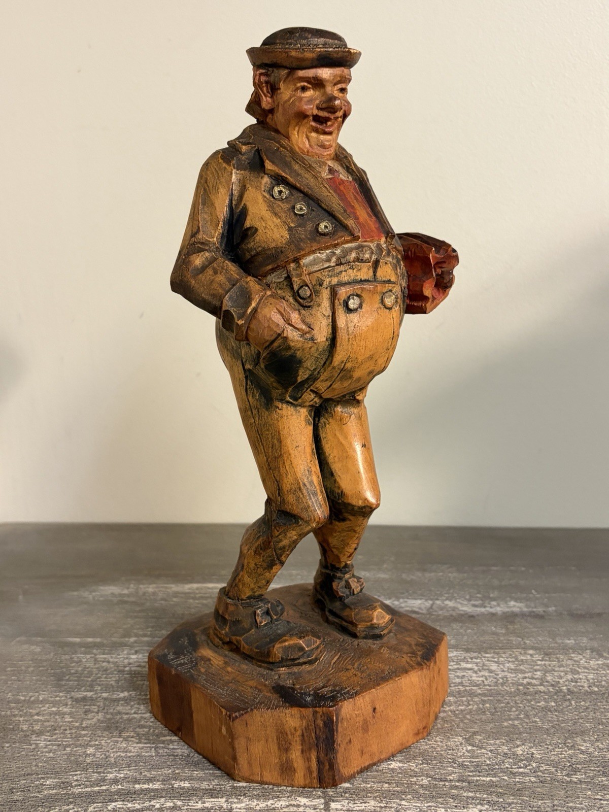 Vintage ANRI Italian Hand Carved Man With Umbrella 11 1/2 Vintage ANRI Italian Hand Carved Man With Umbrella 11 1/2