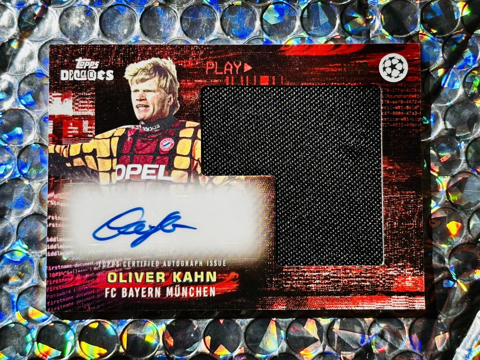 Topps Decades Bayern Munich Legend Oliver Kahn Auto + Signature Patch /10 Rare