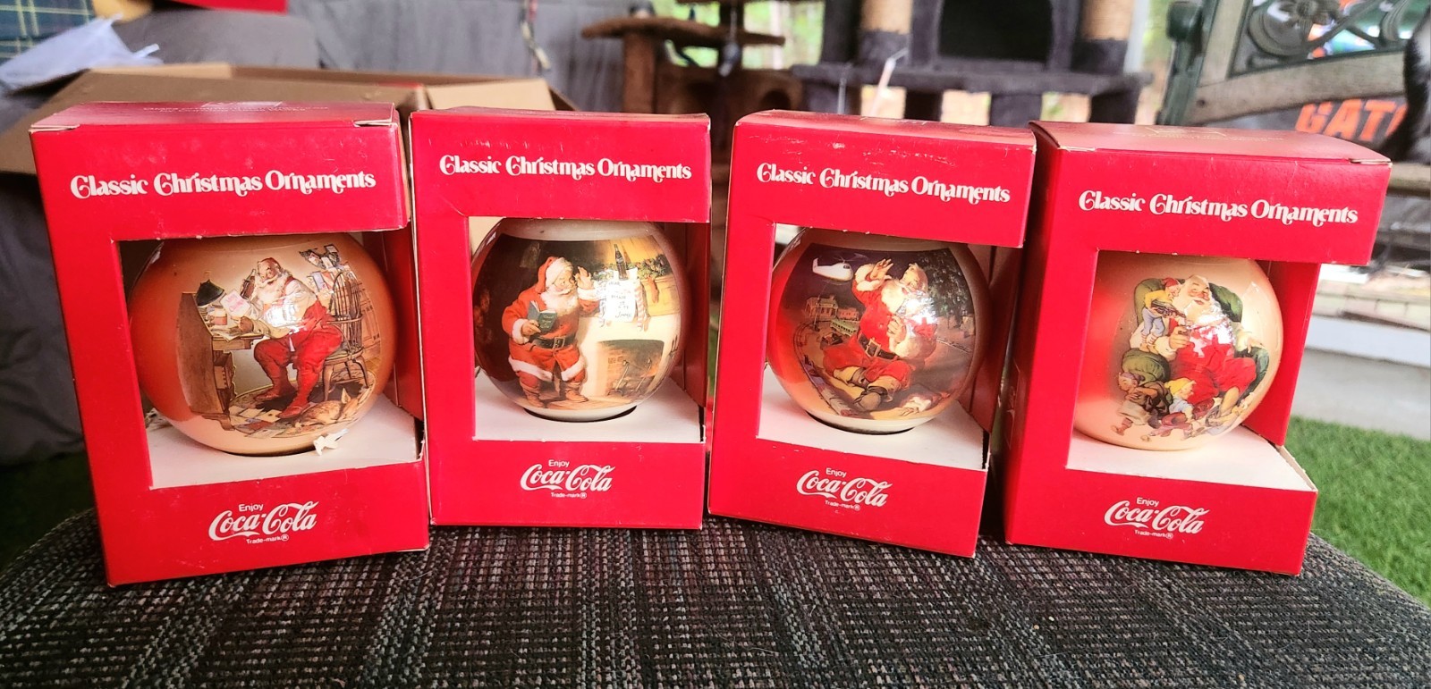 4 Classic Coca-Cola Chritmas Ornaments from 1963-1966 Never Used Original Box 4 Classic Coca-Cola Chritmas Ornaments from 1963-1966 Never Used Original Box