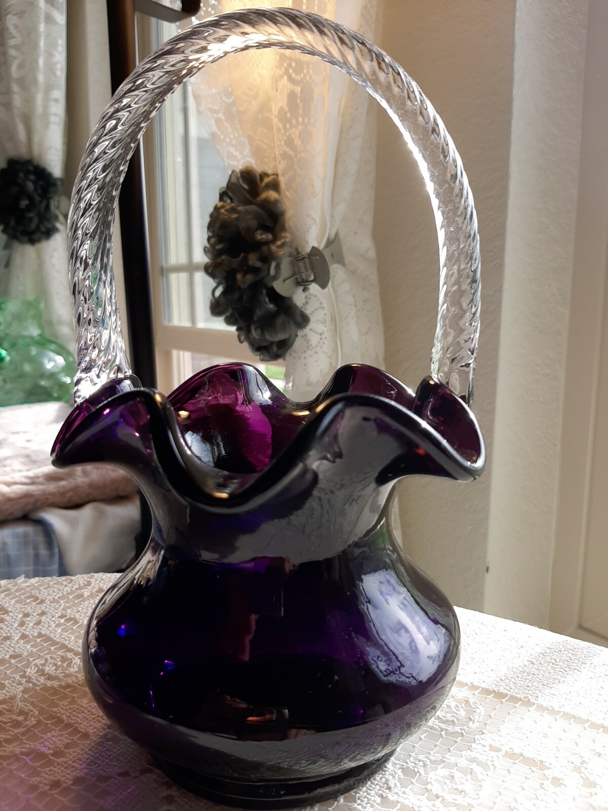 Vintage Fenton Dark Plum Basket EXQUISITE and RARE 8 Vintage Fenton Dark Plum Basket EXQUISITE and RARE 8