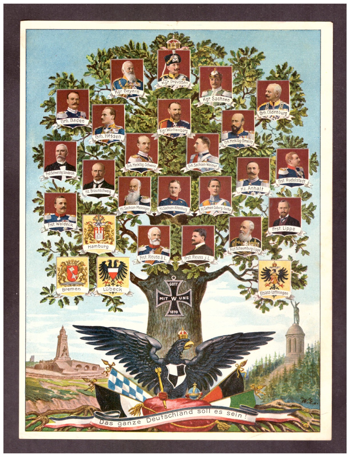 Royal Houses of the German Empire Postcard A5 - Facsimile Royal Houses of the German Empire Postcard A5 - Facsimile