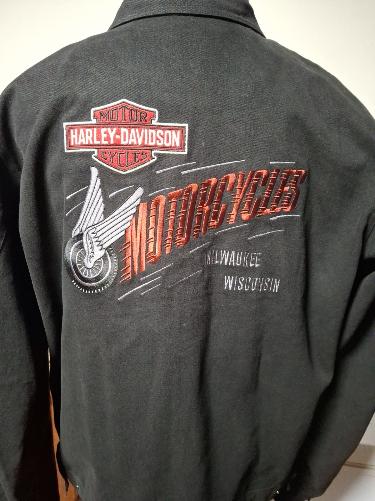 Harley Davidson Men's Black MECHANICS Jacket XL Winged Wheel Embroidered VTG 05