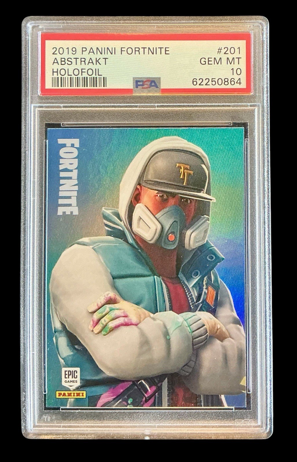 2019 panini fortnite #201 abstrakt rc; 1st USA print holofoil PSA 10 (GEM SSP) 2019 panini fortnite #201 abstrakt rc; 1st USA print holofoil PSA 10 (GEM SSP)