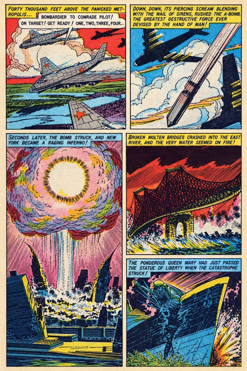 Vintage Comic Style A-Bomb Attack Poster 1960s 24x36” Premium Matte💎 Vintage Comic Style A-Bomb Attack Poster 1960s 24x36” Premium Matte💎