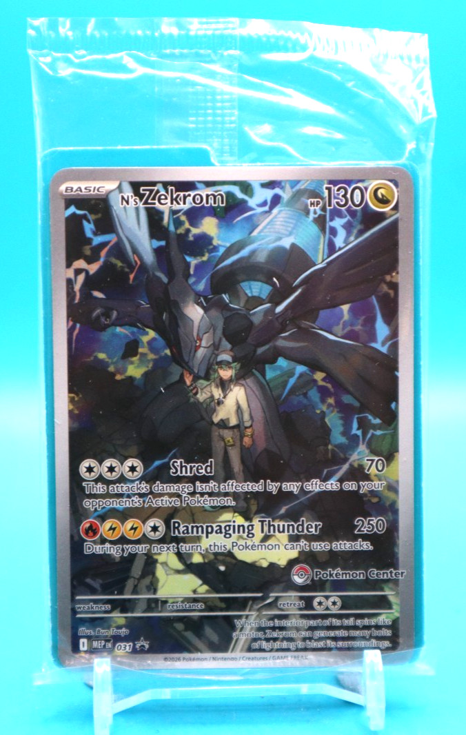 N\'s Zekrom Ascended Heroes ETB Promos Pokemon Center Stamped MEP 031 - Sealed N\'s Zekrom Ascended Heroes ETB Promos Pokemon Center Stamped MEP 031 - Sealed