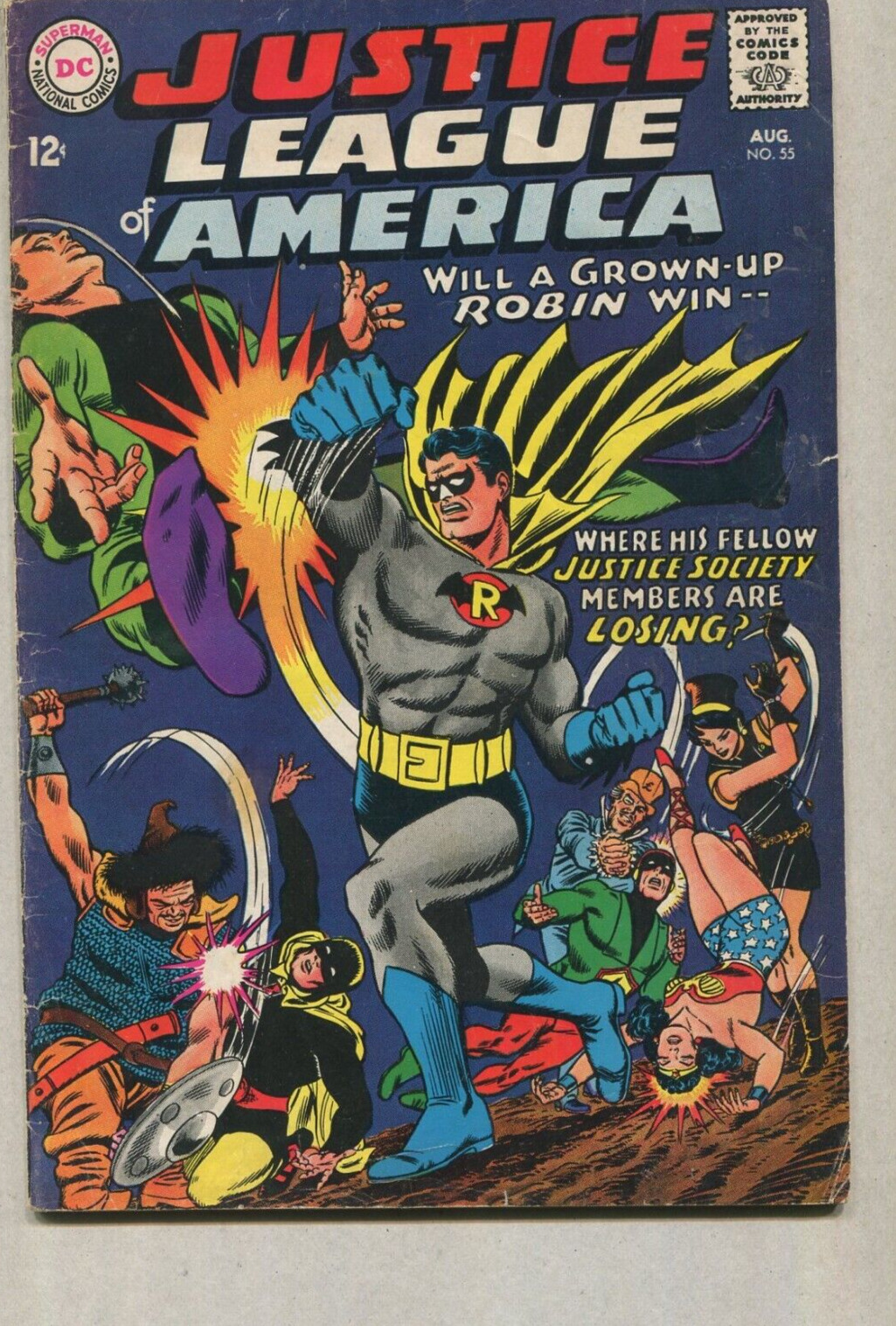 Justice League Of America #55 VG/FN 1967 Will A Grown Up Robin Win  DC Comics SA