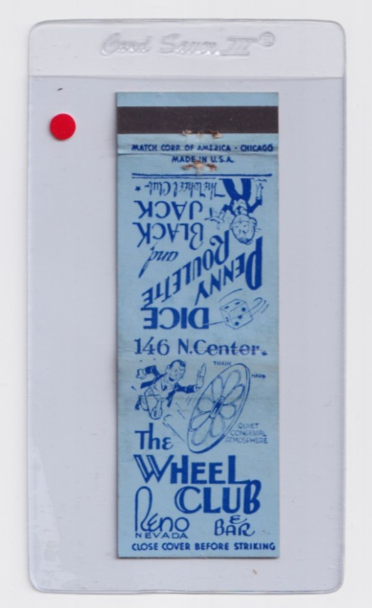 The WHEEL CLUB - 1944 gaming matchcover - The WHEEL CLUB - 1944 gaming matchcover -