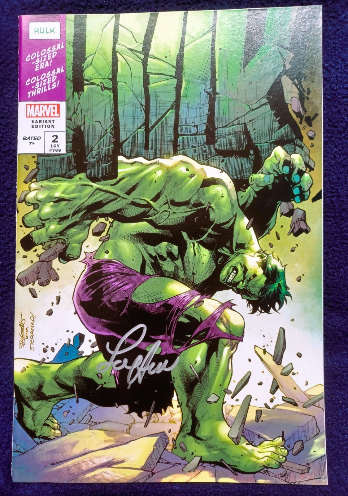 MARVEL 2 HULK Segovia/Steranko **Signed by Lou Ferrigno 2021 COA Trade Dress NM MARVEL 2 HULK Segovia/Steranko **Signed by Lou Ferrigno 2021 COA Trade Dress NM