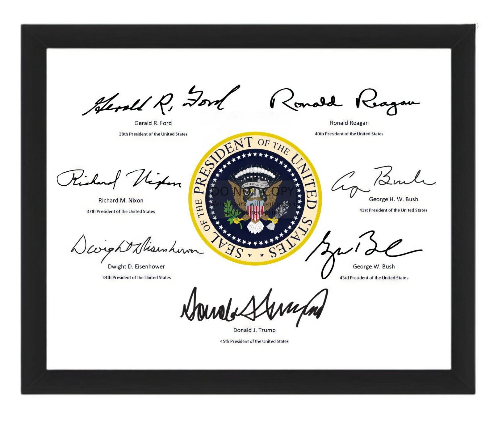 PRESIDENTIAL SEAL WITH SIGNATURES LAST 7 REPUBLICAN PRESIDENTS 8X10 FRAMED PHOTO PRESIDENTIAL SEAL WITH SIGNATURES LAST 7 REPUBLICAN PRESIDENTS 8X10 FRAMED PHOTO