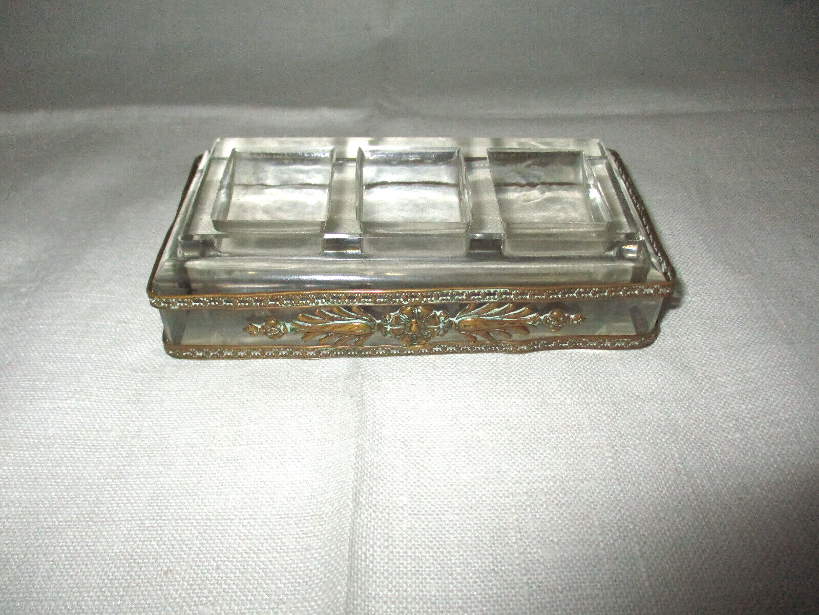 RARE J. P. Legastelois Antique French Bronze & Glass Stamp Holder