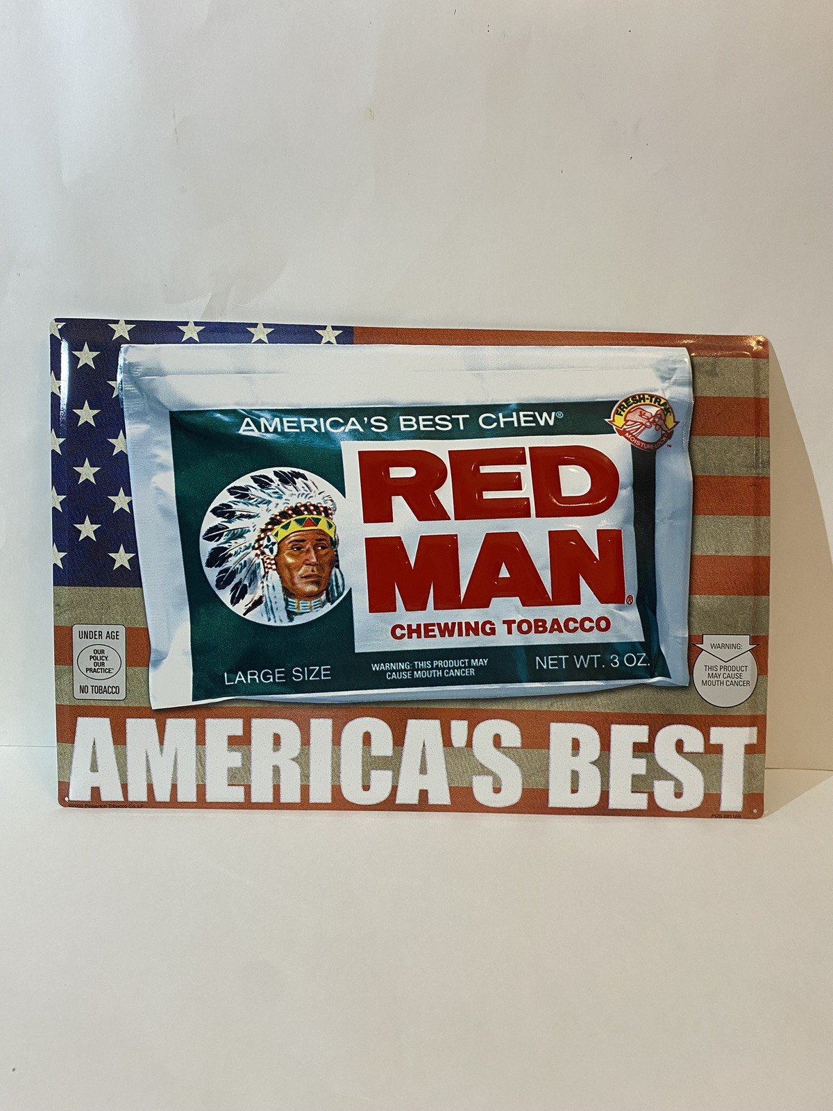 Red Man Embossed Chewing Tobacco Metal Sign Red Man Embossed Chewing Tobacco Metal Sign