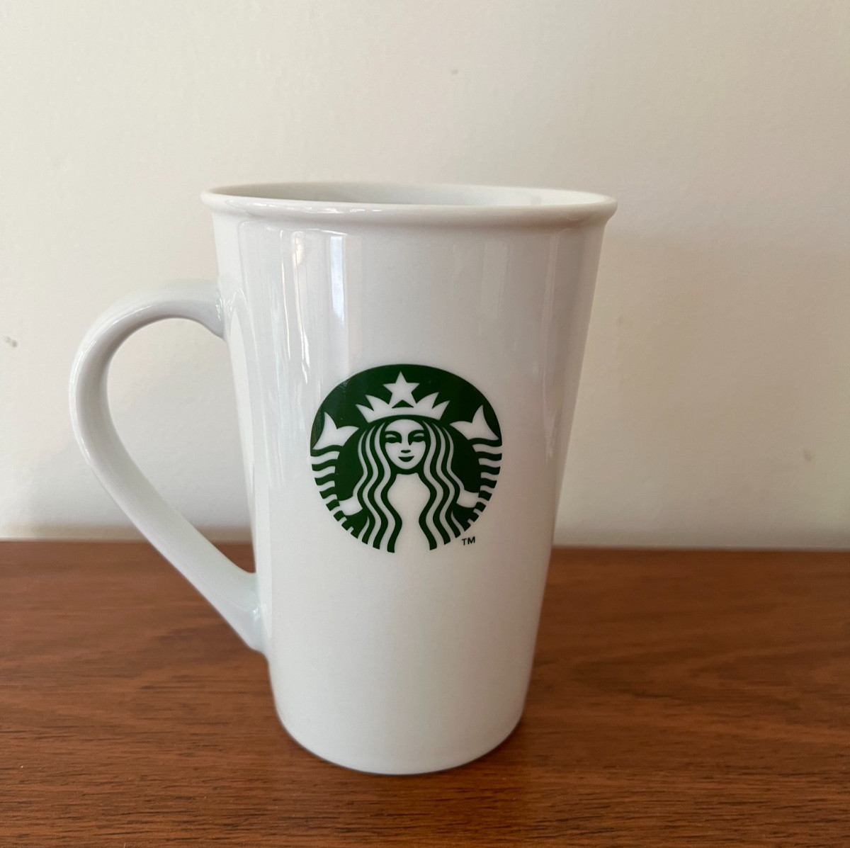 Starbucks Tall White Mermaid Siren Logo Coffee Mug 12 oz Classic Handled Cup Starbucks Tall White Mermaid Siren Logo Coffee Mug 12 oz Classic Handled Cup