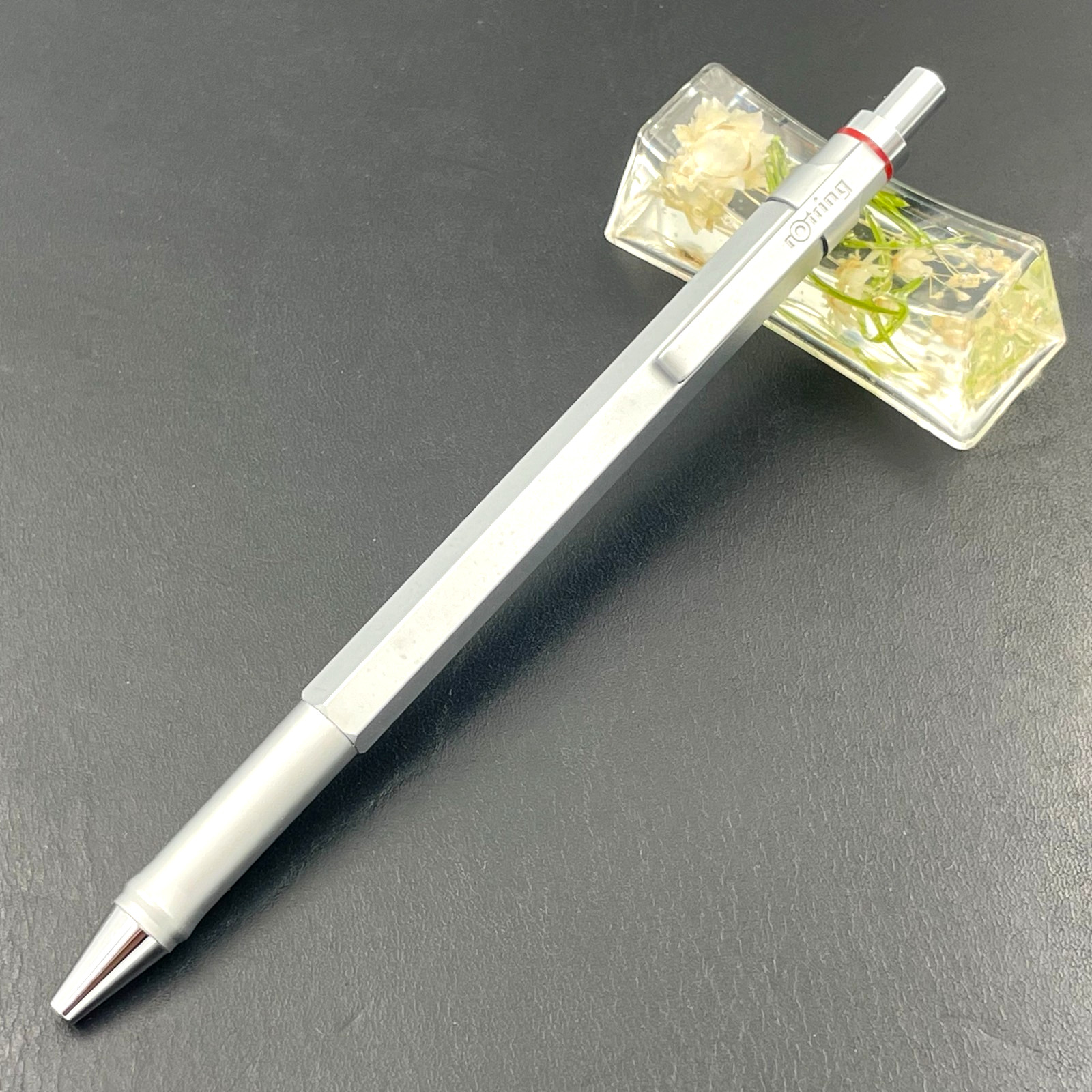 Vintage rOtring Newton Ballpoint Pen Silver Metal Hexagonal Discontinued