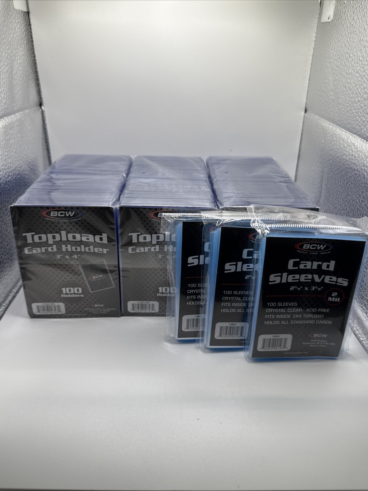 BCW 3X4 35pt 300 Toploaders for Standard Cards and 300 BCW Soft Sleeves BCW 3X4 35pt 300 Toploaders for Standard Cards and 300 BCW Soft Sleeves