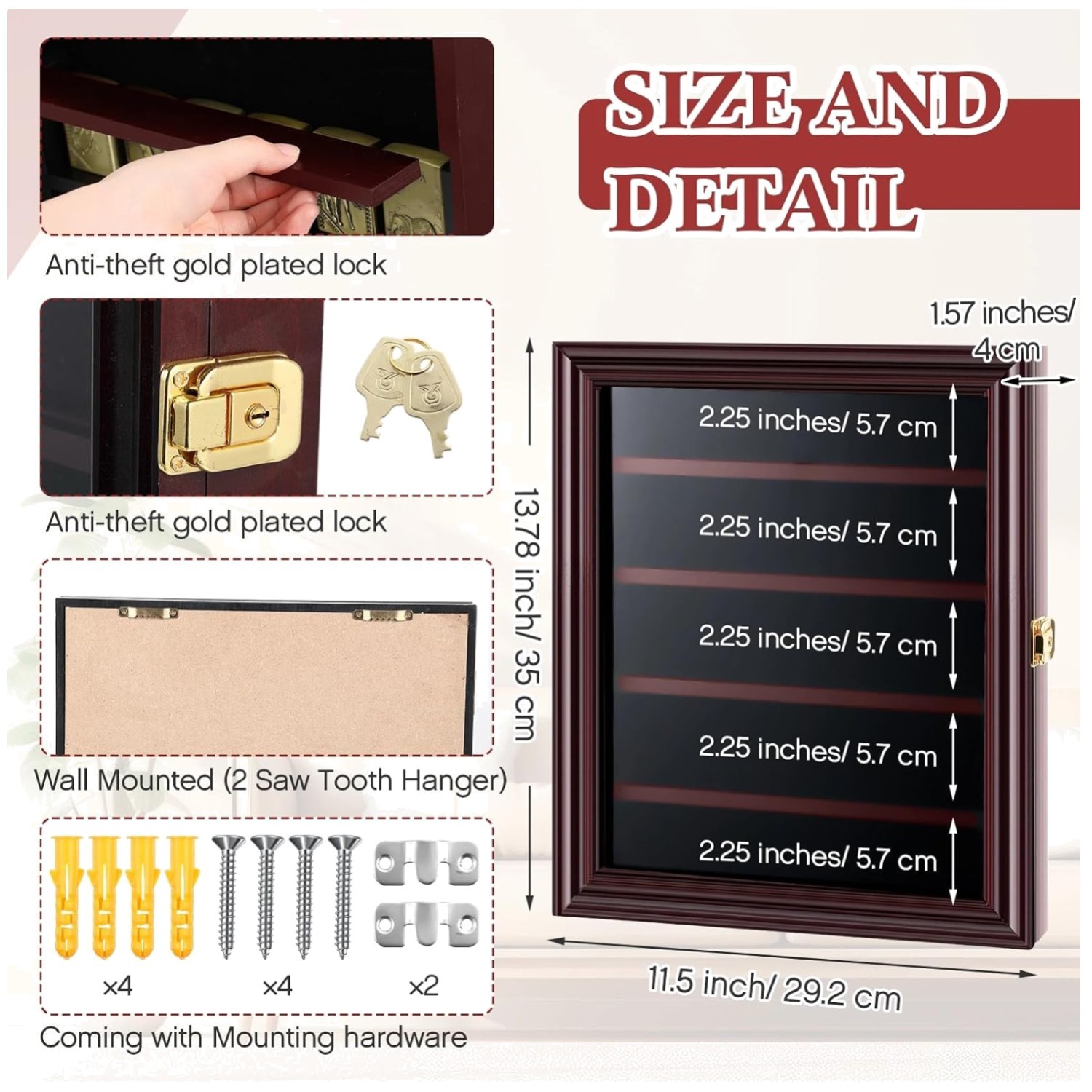 Cherry Finish Lighter Display Case - Wall Mount, 30 Lighters