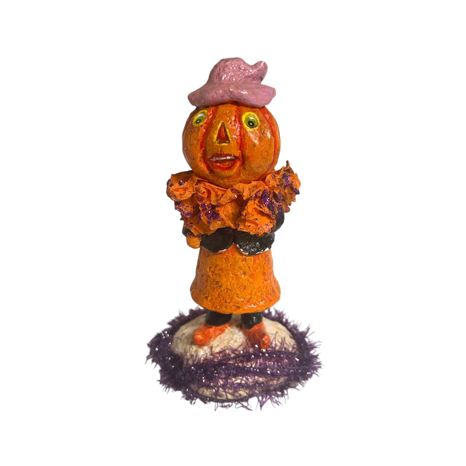 Bethany Lowe for RAZ Halloween Paper Mache Pumpkin Head Man Primitive FLAWED Bethany Lowe for RAZ Halloween Paper Mache Pumpkin Head Man Primitive FLAWED
