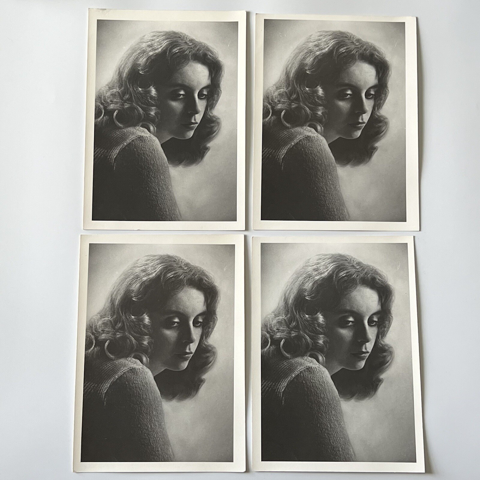 Vintage B&W Photograph Beautiful Young Woman Gorgeous Hair 4 Photos Abstract 60s