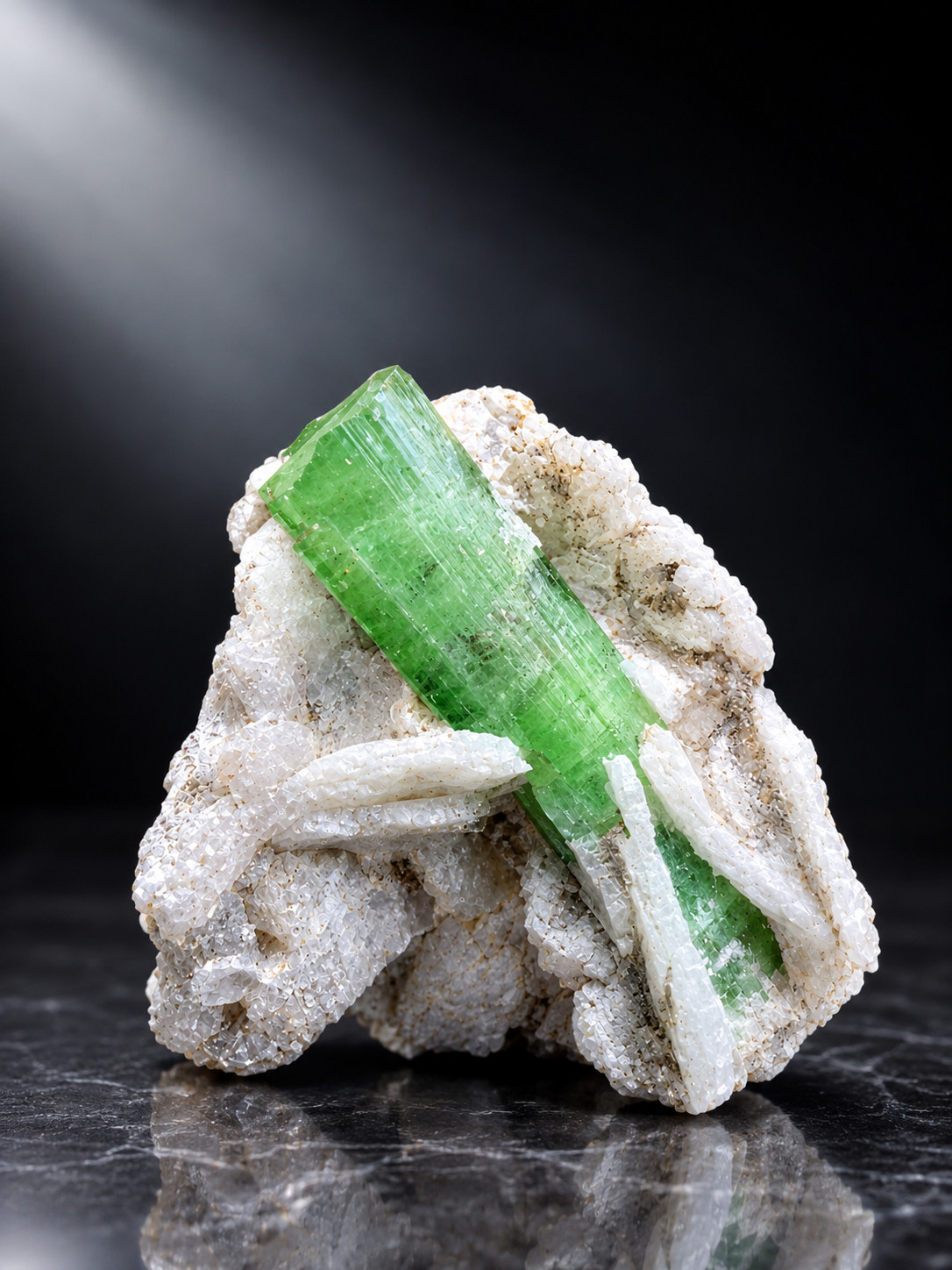 82ct | Colletor Choice Green Tourmaline Crystal In Albite Specimen | Afghanistan