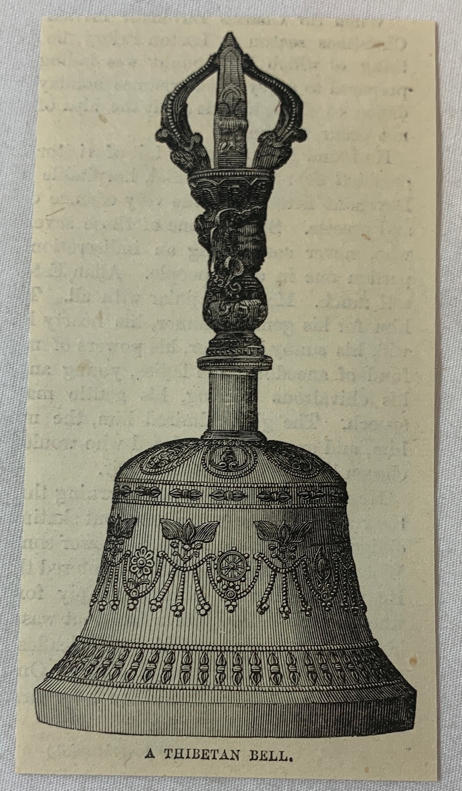 1876 magazine engraving~ A THIBETAN BELL ~ Tibetan Bell